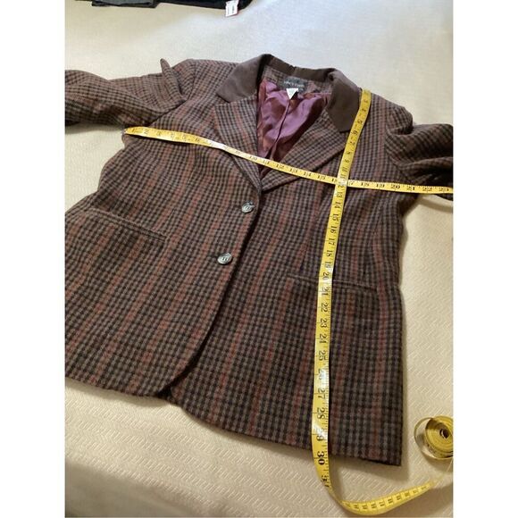 Vintage Tracy Evans Wool Blend Plaid Blazer Jacket L - Picture 4 of 7